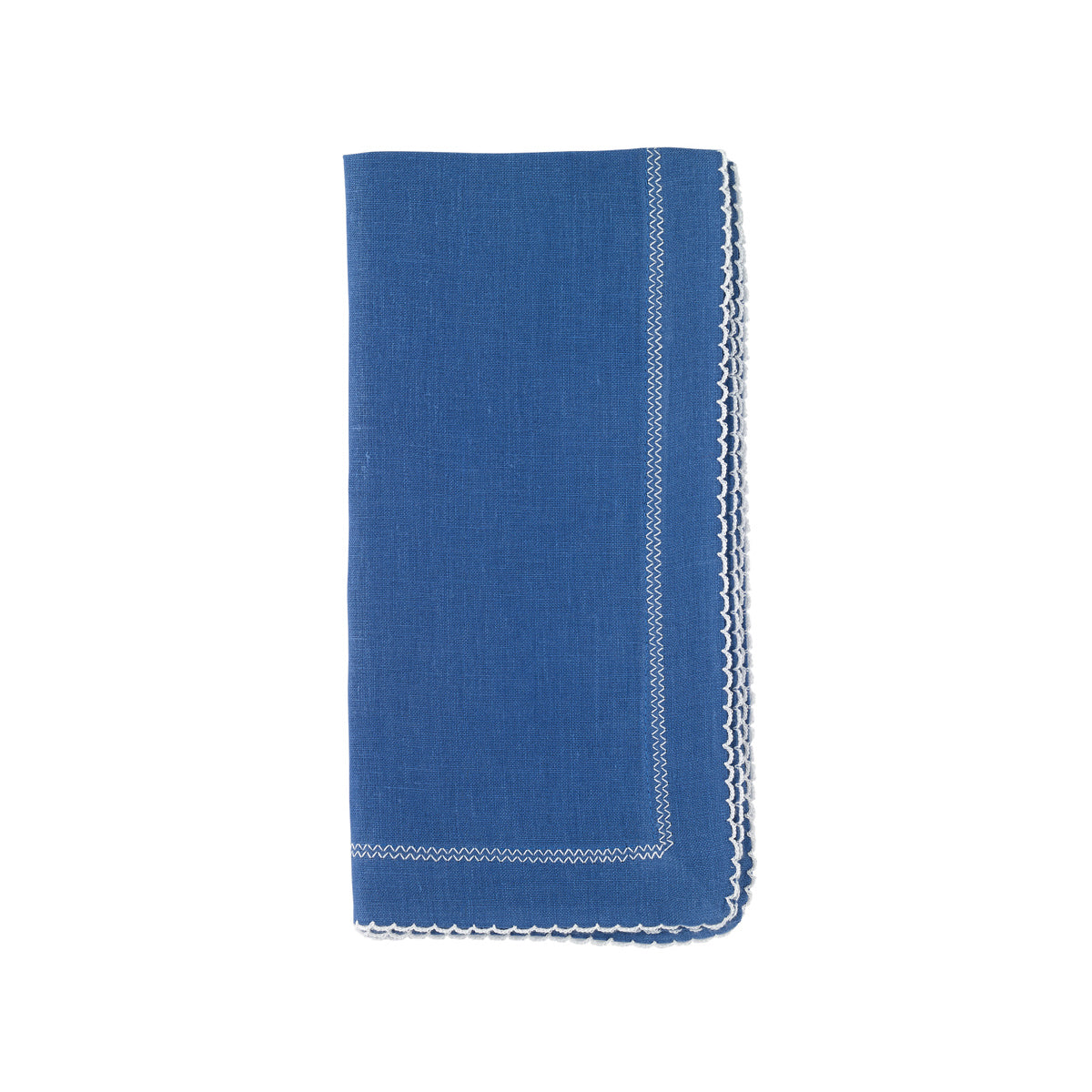 Picot Periwinkle White Napkins - Set of 8