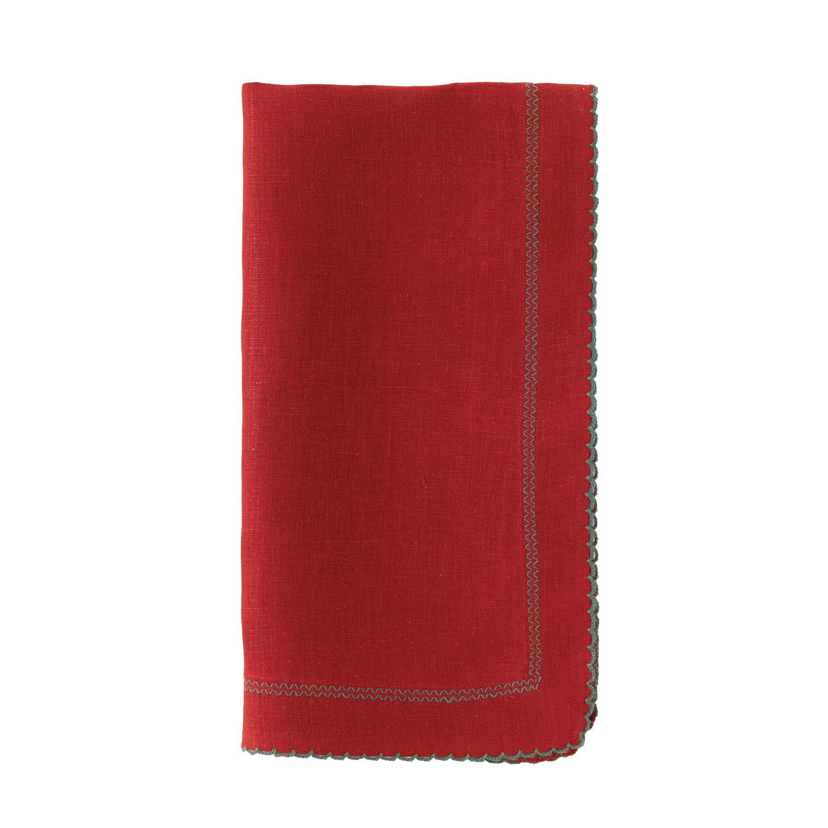 Picot Red Green Napkins - Set of 4