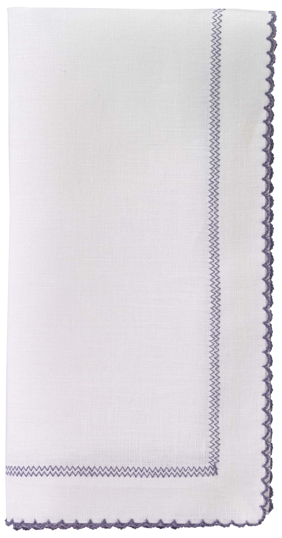 Picot White/Gray Napkins Set of 6 Bodrum Linens