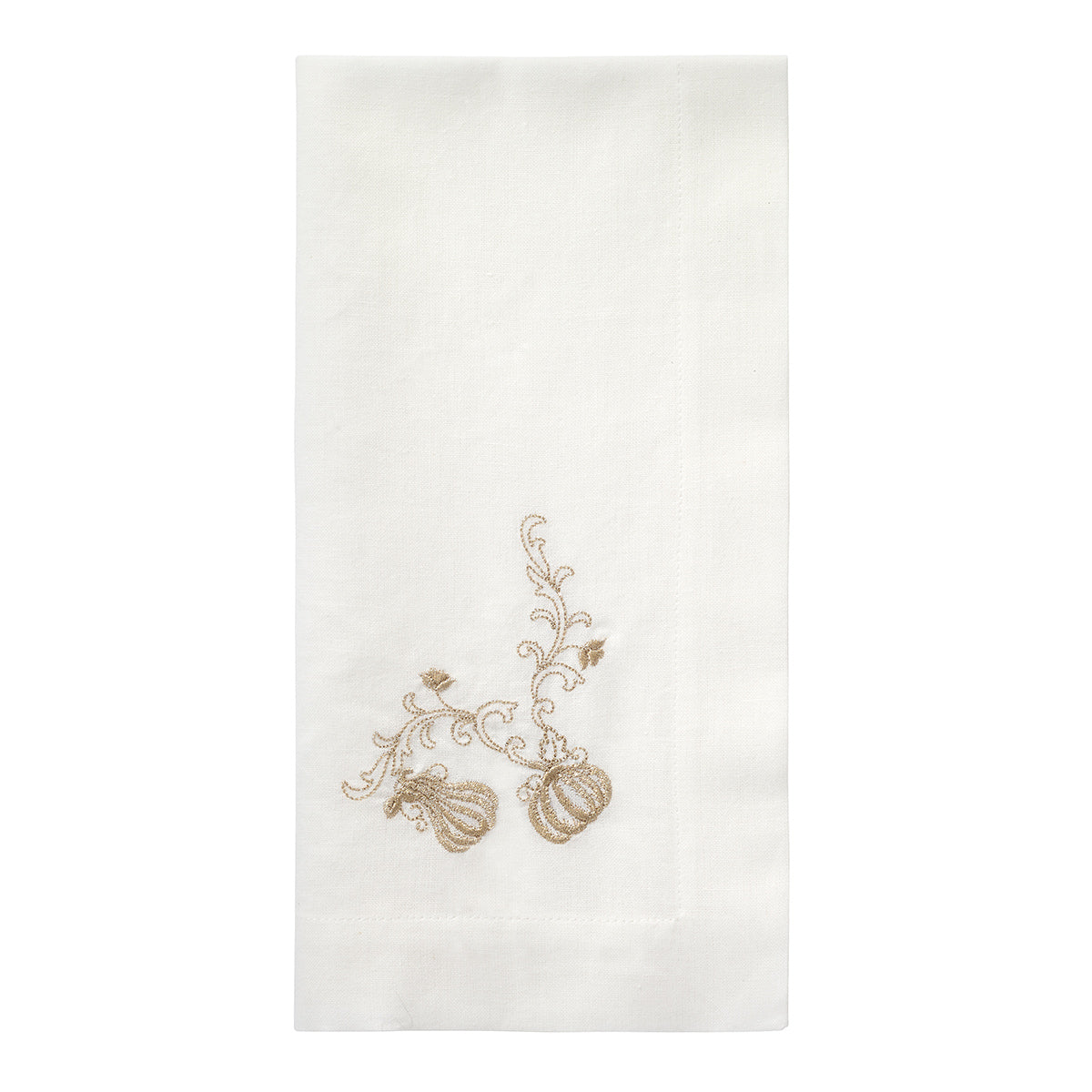 Pumpkin Filigree Metallic Embroidered Napkins