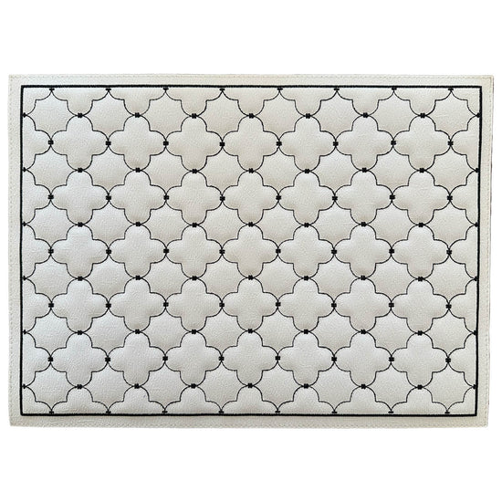 Quilted Flower White Black Rectangle Placemats - Set of 2