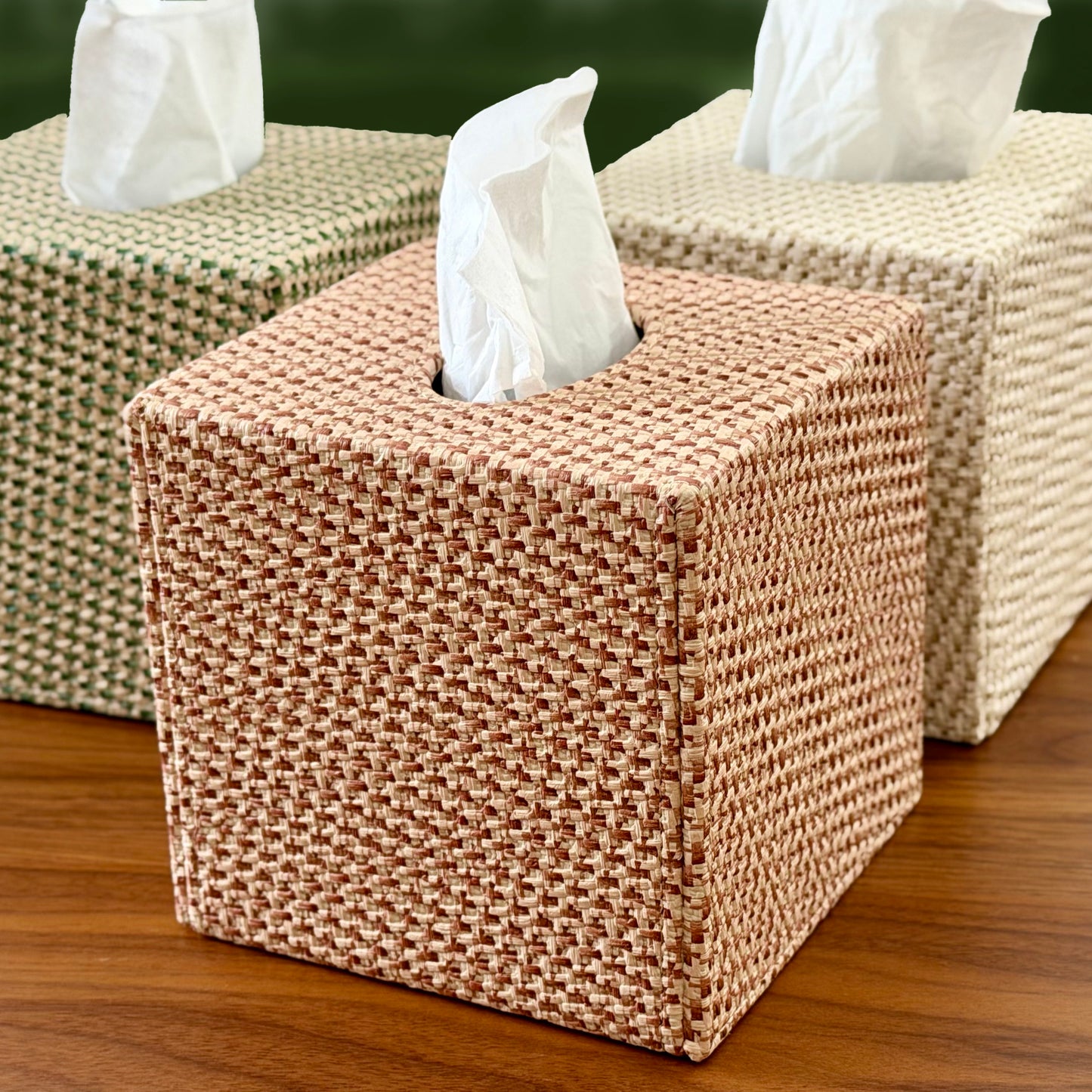 Rattan Textured Vinyl Tissue Box Covers