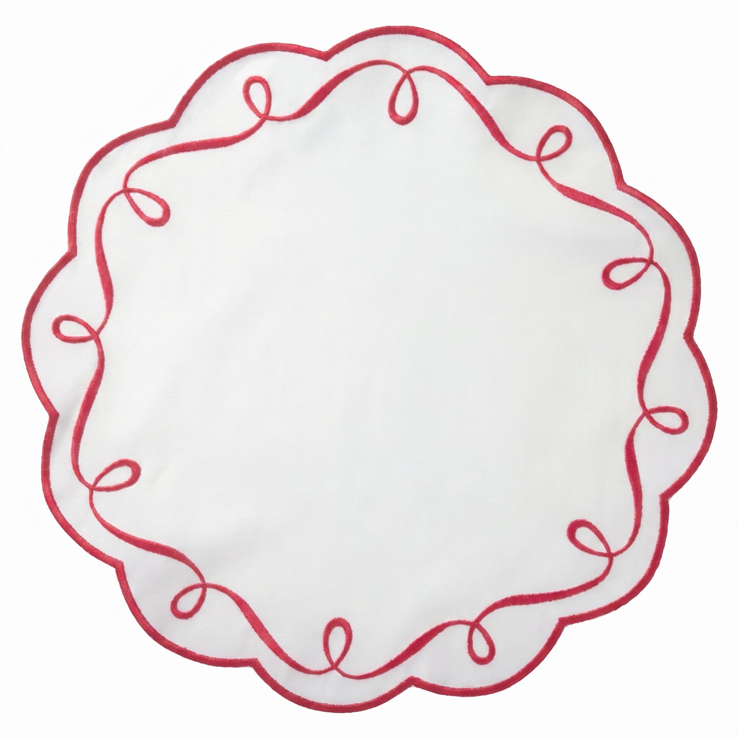 Ribbon Twirl Embroidered Round Placemats
