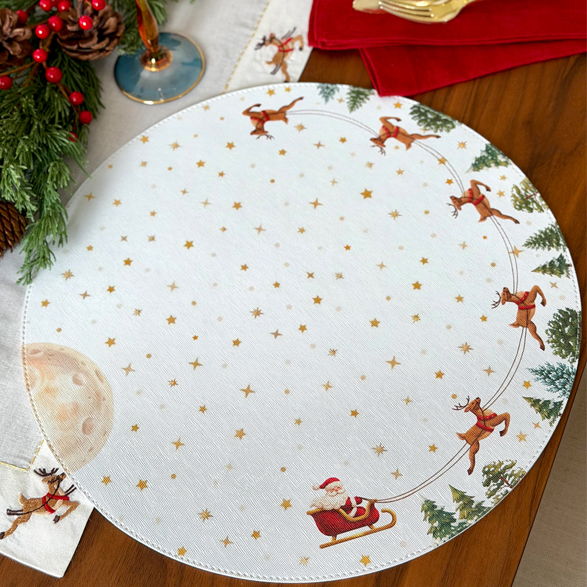 Santa’s Sleigh Holiday Vinyl Placemats