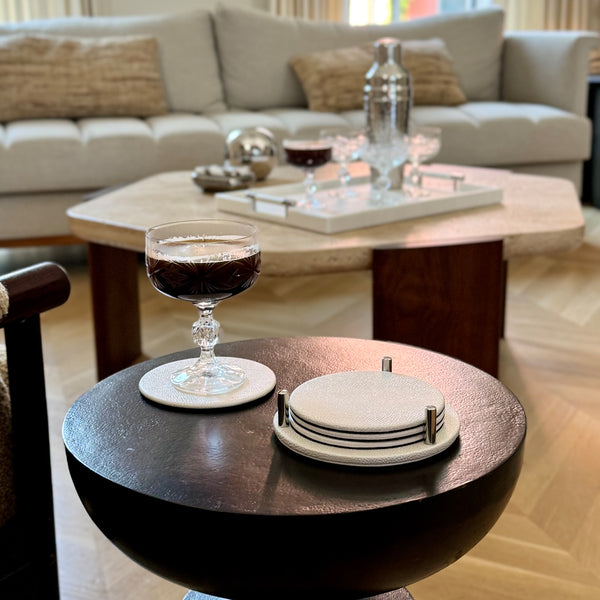Stingray Round Coasters with Holder – Bodrum Linens