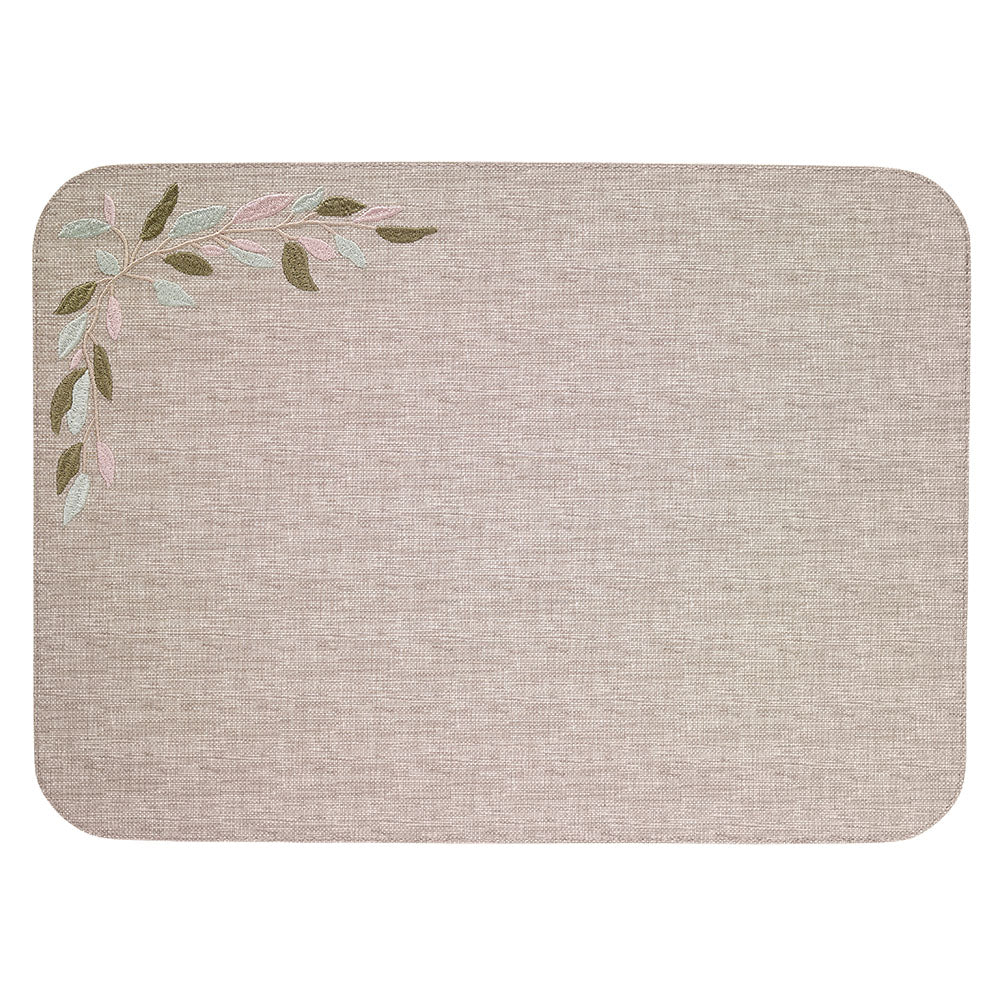 Veranda Beige Placemats w/soft colored leaves - Set of 3