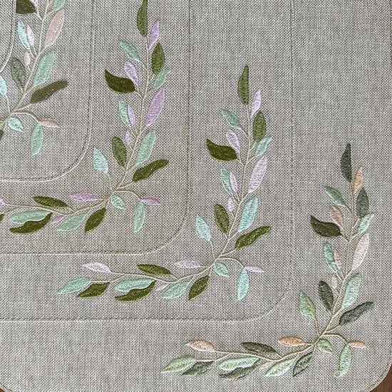 Veranda Beige Placemats w/soft colored leaves - Set of 3