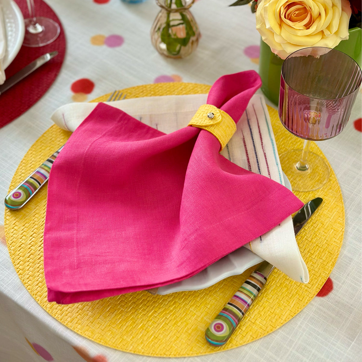 Wicker Textured & Colorful Vinyl Placemats