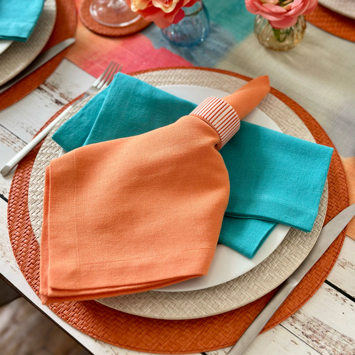Wicker Textured & Colorful Vinyl Placemats
