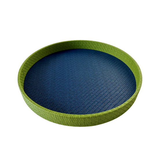 Wicker Navy/Grass Round Tray