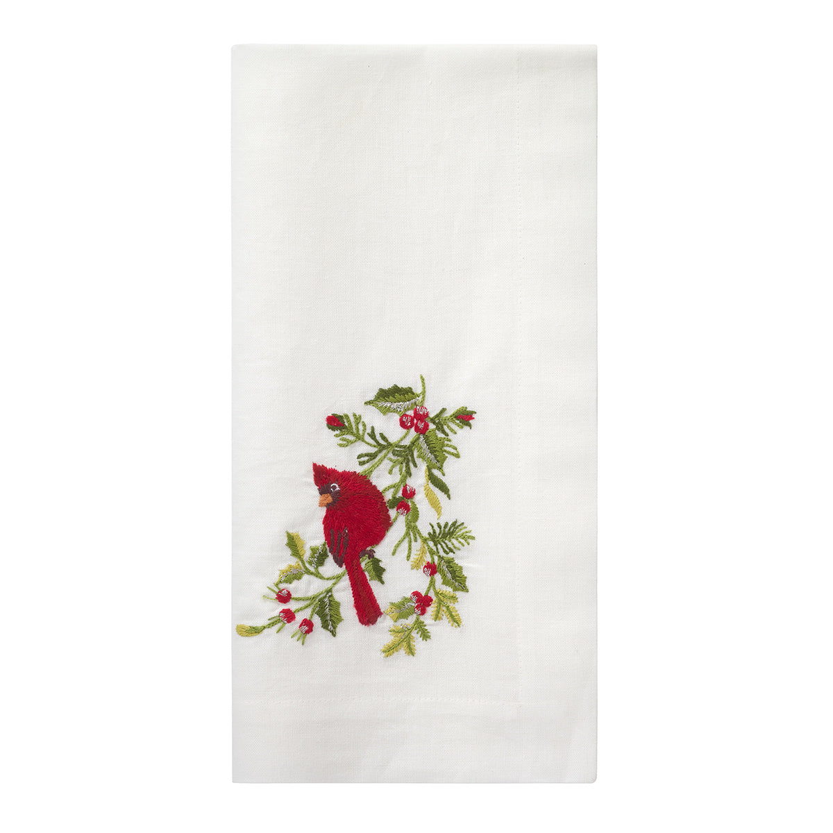 Winter Cardinal Festive Embroidered Napkin