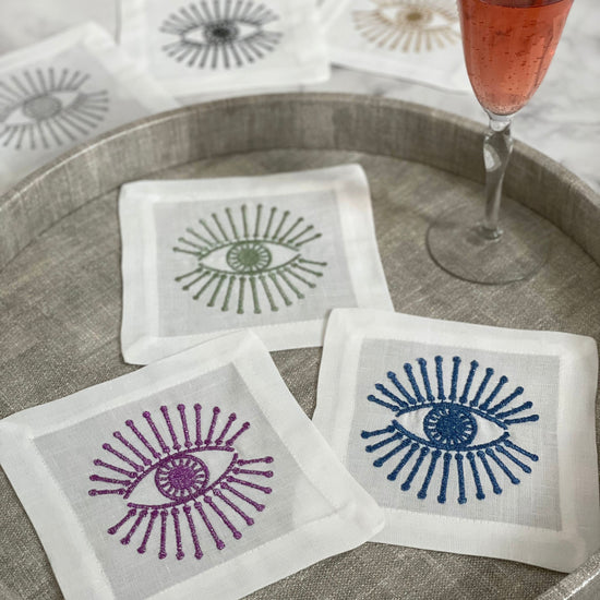 Load image into Gallery viewer, Bright Eyes Purple Cocktail Napkin
