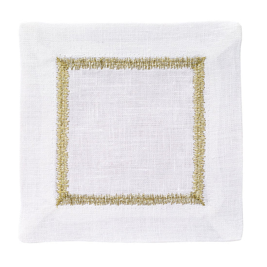 Flame White & Gold Cocktail Napkin - Set of 2