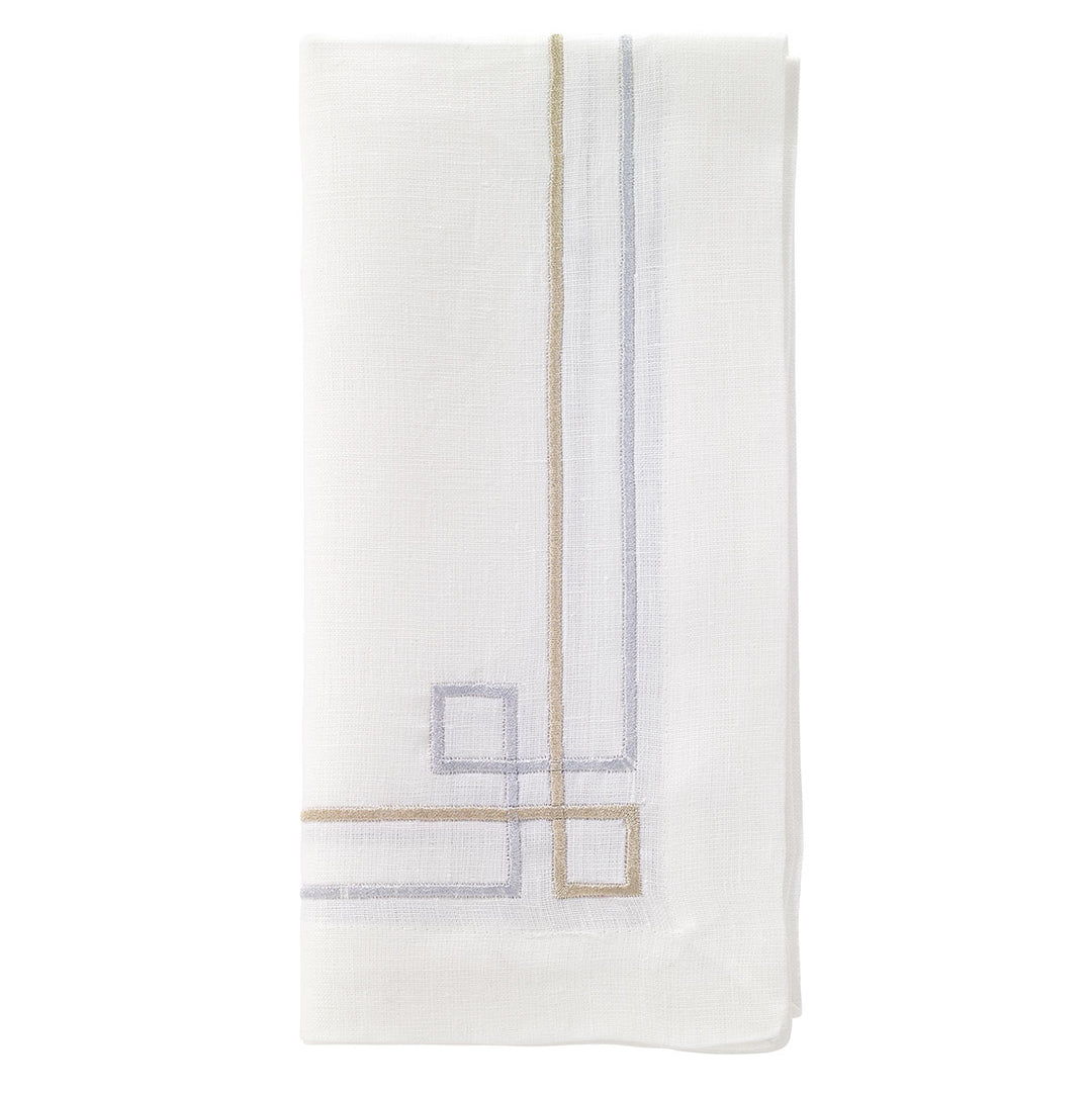 Bodrum Linens Pearls - Linen Napkins - Set of 4 - Silver